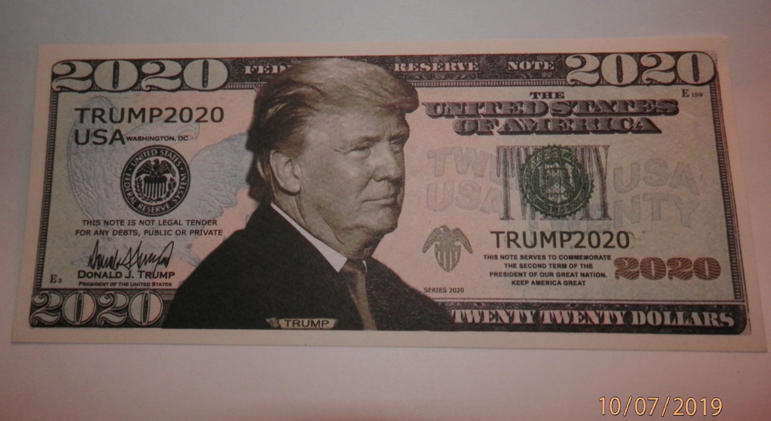 President Donald Trump 2020 Usa Keep America Great Dollar Bill New