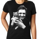 Johnny Cash With Kitten - WOMEN'S T Shirt SIZE M
