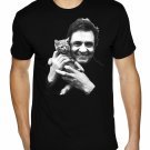 Johnny Cash With Kitten - MEN'S T Shirt SIZE L