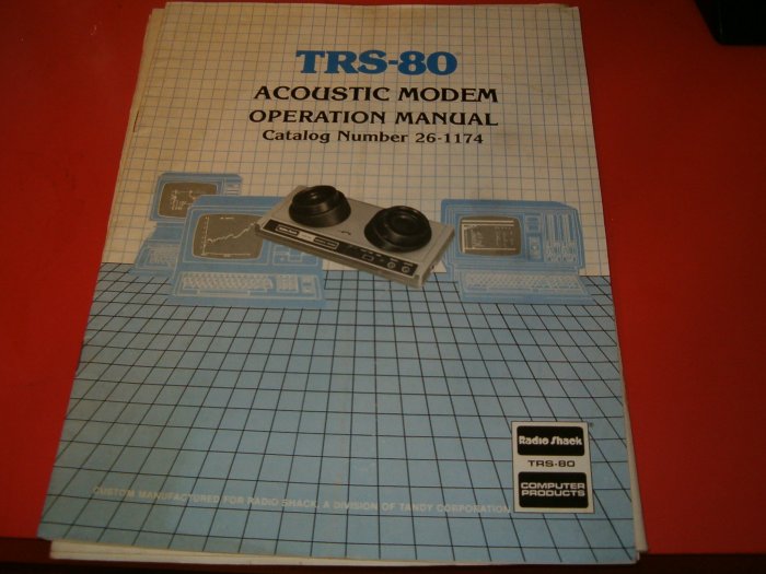 tandy TRS-80 Acoustic coupler modem manual instructions only cat. no
