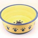 Designer Stoneware Classic Paw Print Dog Dish 8" Blue