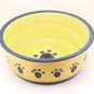 Designer Stoneware Classic Paw Print Dog Dish 8" Blue