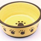 Designer Stoneware Classic Paw Print Dog Dish 8" Black