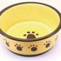 Designer Stoneware Classic Paw Print Dog Dish 8" Black