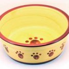Designer Stoneware Classic Paw Print Dog Dish 8" Red