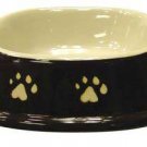 No Tip Paw Print Dish 7" Brown