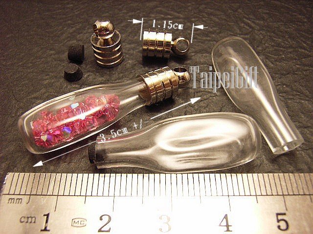 1 Rectangular Bottle Vial Charm Pendant DIY Personalized NAME ON RICE bead Message Crystal Liquid