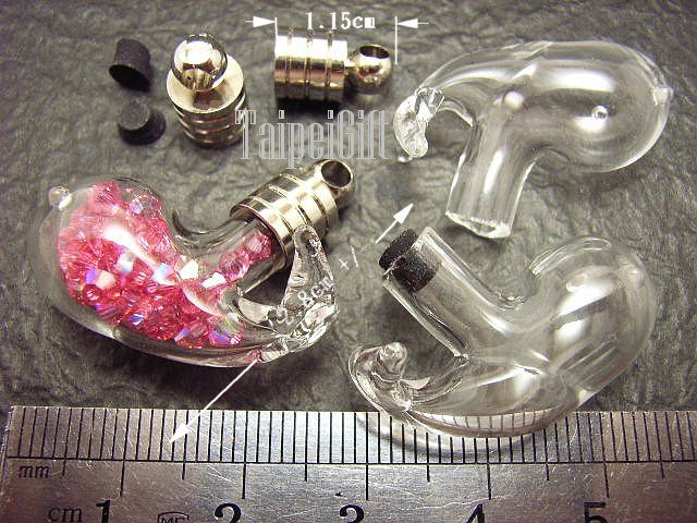1 Whale Bottle Vial Charm Pendant DIY Personalized NAME ON RICE bead Message Crystal