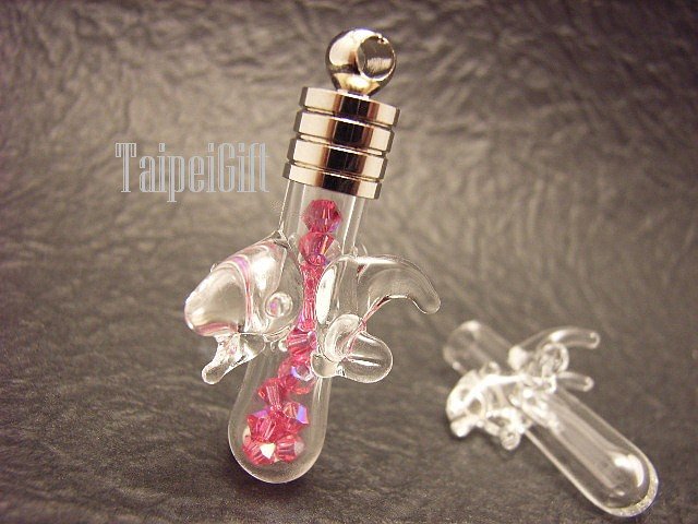 Swarovski Crystal Rose AB in Goat Fairy Bottle Vial Charm Pendant
