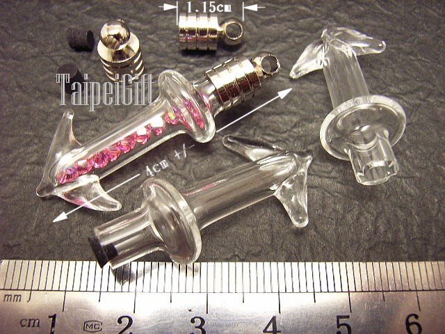 Swarovski Crystal Rose AB in Anchor Mini Bottle Vial Charm Pendant
