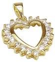 18K Yellow Gold Plated CZ Heart Pendant