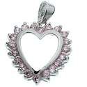 18K White Gold Plated Pink Color CZ Heart Pendant