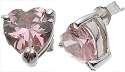 Halle's 18K White Gold Plated Tiffany Solitaire 2 ct Heart Pink CZ Sterling Silver Earrings