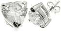 Halle's 18K White Gold Plated Tiffany Solitaire 2 ct Heart CZ Sterling Silver Earrings