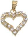 18K Yellow Gold Plated Solid Sterling Silver CZ Heart Pendant