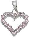 18K Gold Plated Solid Sterling Silver Pink CZ Heart Pendant
