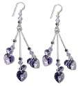 Heart Mermaid Tail Chandelier Light Purple Swarovski Crystal Earrings