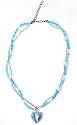 Genuine Pearl Blue Heart Coloured Glaze Necklace