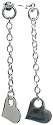 Heart On Rollo Chain Dangle Platinum Clad Earrings
