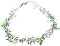 Green color Heart Swaroski Crystal Triple Strand Necklace