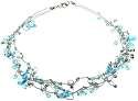 Ligth Blue color Heart Swaroski Crystal Triple Strand Necklace