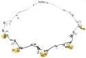 Yellow Color Heart Swaroski Crystal Silver Strand Necklace