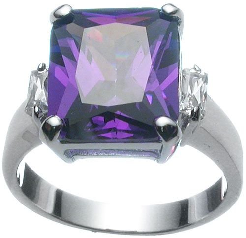 Rhodium Plated Amethyst Jlo Wedding Ring (any size)