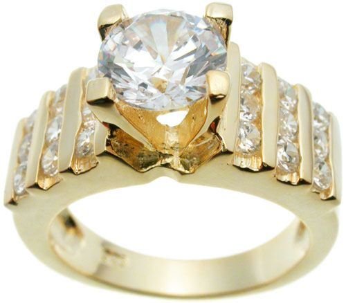 18K Yellow Gold Plated Solitaire Wedding Ring (any size)