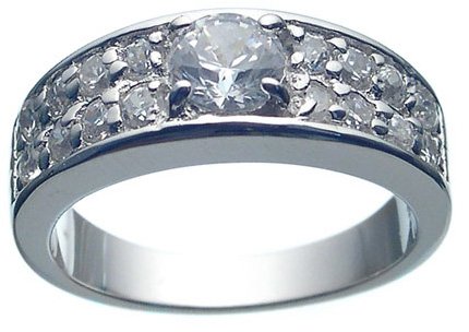 Rhodium Plated CZ Wedding Ring (any size)