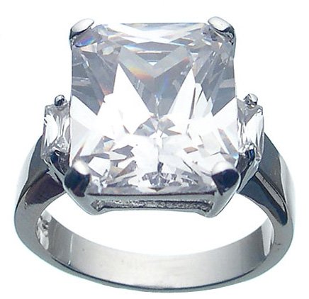 Rhodium Plated Sterling Silver White Jlo Wedding Ring (any size)