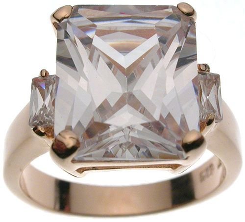 18K Rose Gold Plated Sterling Silver White Jlo Wedding Ring (any size)