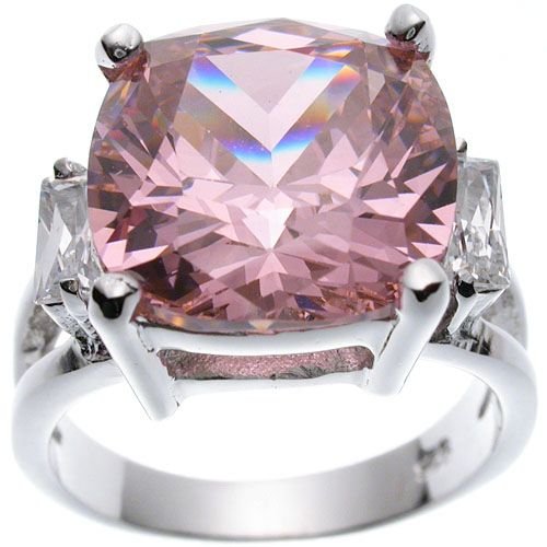 Rhodium Plated Sterling Silver Jlo Cushion Wedding Ring (any size)