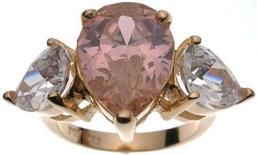18K Rose Gold Sterling Silver Jessica Simpson Pink CZ Wedding Ring (any size)