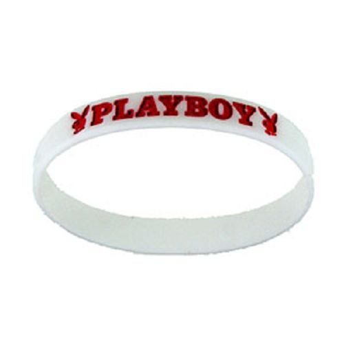 White Rubber Bracelet Playboy Red script