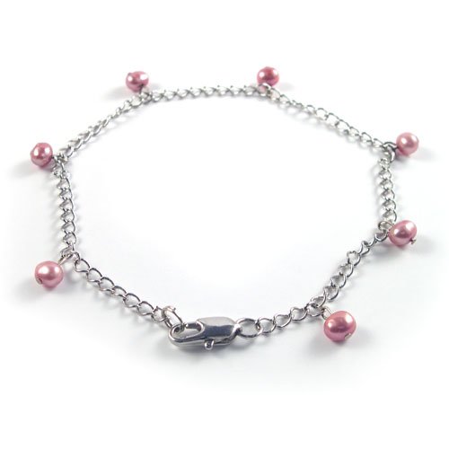 Genuine Red Pearl Silver Anklet