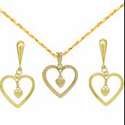 Solid 18K Gold Laminated Copper Inter Hanging Heart Necklace Set