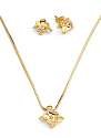 Solid 18K Gold Laminated Copper Golden Flower Necklace Set