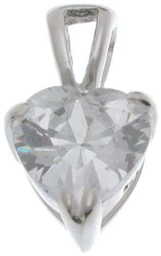 18K White Gold Plated Sterling Silver 7mm CZ April Birthstone Pendant