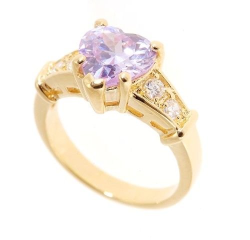 18k yellow Gold plated Tanzanite created Heart ring (any size)