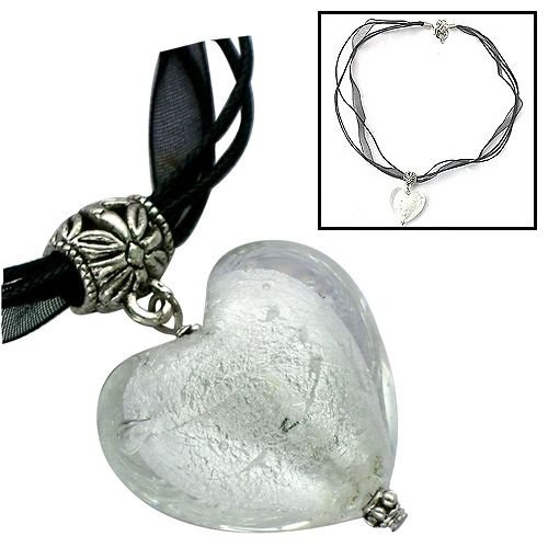 Handmade Necklace with Murano Glass Heart Pendant ZZ