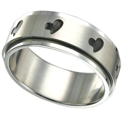 316L Steel Spinner Ring with Heart Design (any size)