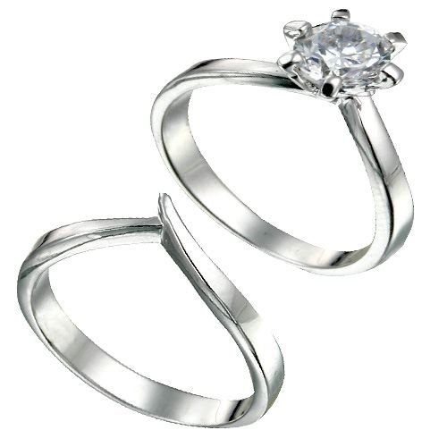 Rhodium Plated Sterling Silver Brilliant CZ Bridal Ring Set (any size)