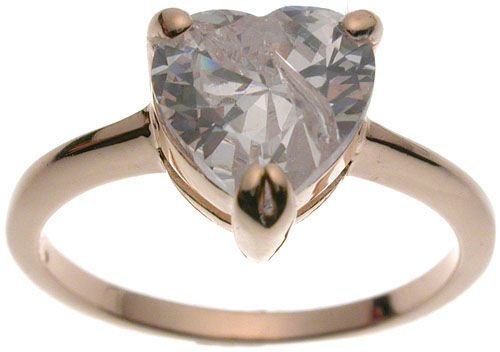 Halle's Rose Gold Plated Tiffany Solitaire 2 ct Heart CZ Engagement Ring (any size)