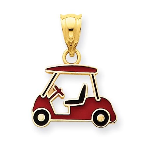 14K GOLD AND ENAMELED GOLF CART CHARM