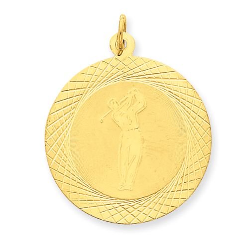 14k GOLD MALE GOLFER ON DISC PENDANT