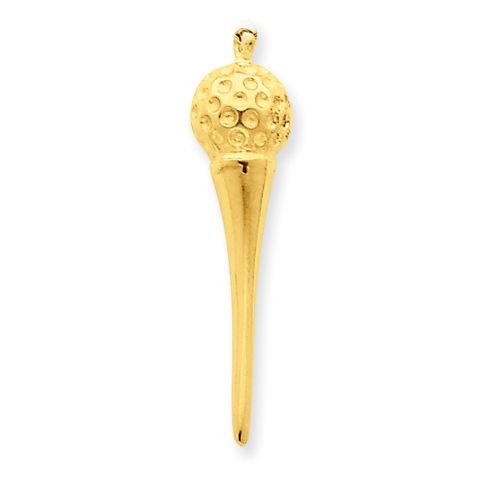 14K Gold Golf Tee and Ball Pendant