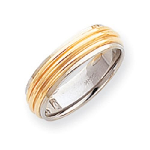 14K Gold Two Tone Ribbed Wedding Band