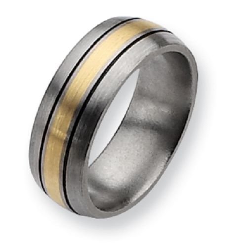 Titanium and 14K Gold Antiqued 8mm Gent's Wedding Band