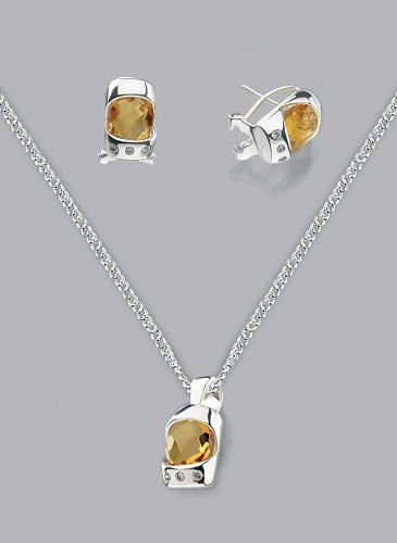 Silver Laminated Topaz Zic Trio Necklace Set