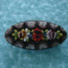 Vintage Italian micro mosaic oval brooch over brass